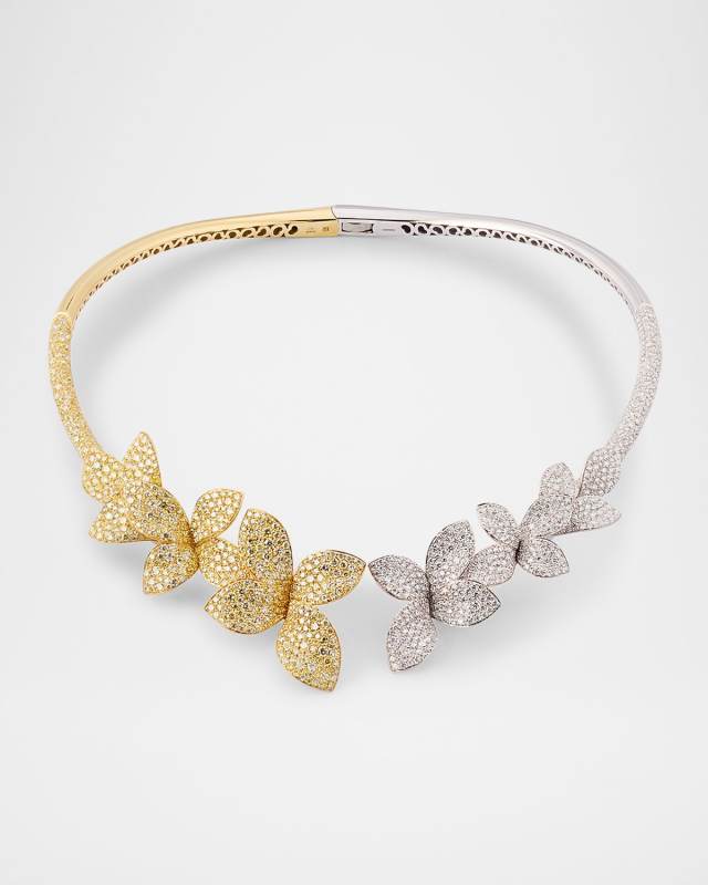 18K White and Yellow Gold Giardini Segreti Choker with Diamonds